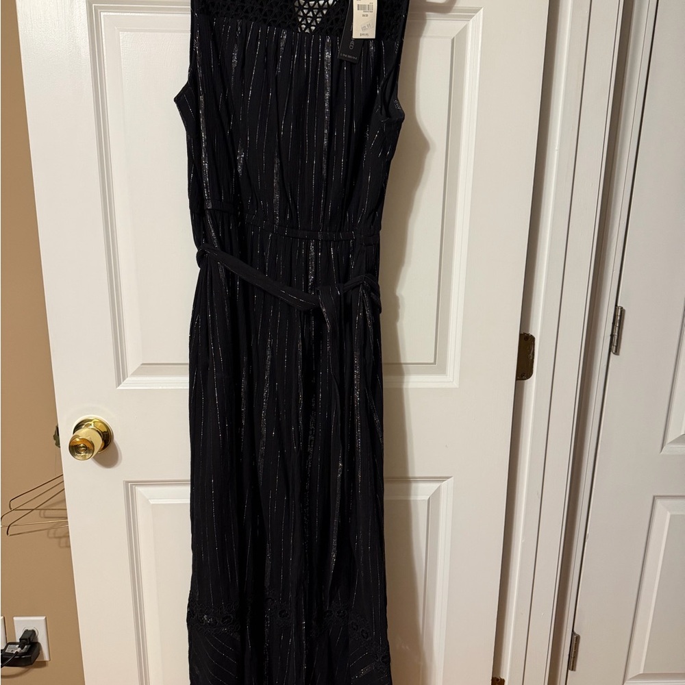 Lane Bryant Black Maxi Dress with Subtle Metallic Stripes
